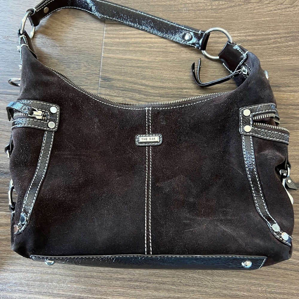 The Sak dark brown suede shoulder bag